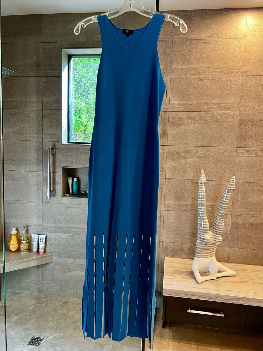 Rails Royal Blue Sleeveless Maxi Dress with Cutout Fringe Hem